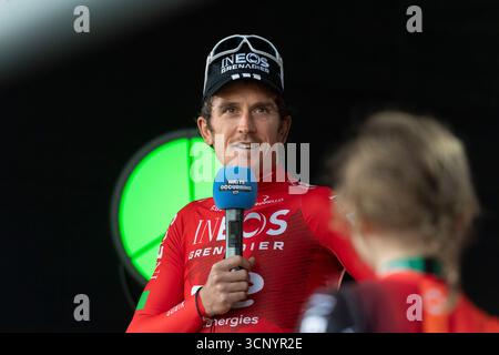 Geraint Thomas von G`B und Team INEOS Grenadiers bei seinem Abschied als Profi-Radfahrer nach der 21. Tour of Britain, Cardiff Castle Stockfoto